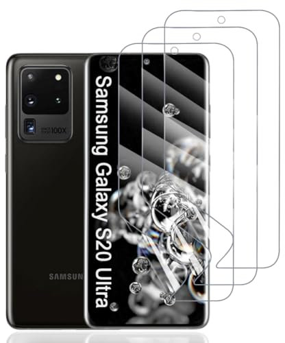 Hhfcryst Film Hydrogel de Protection pour Samsung Galaxy S20 Ultra, 3 Pièces TPU protections d'écran HD Transparent Souple(Verre non trempé)