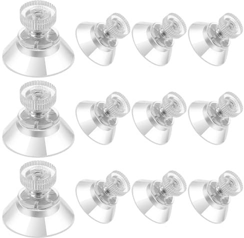 JIEYAO Confezione da 12 mini ventose in plastica, 25 mm, in PVC trasparente, con vite, piccole ventose extra forti, per finestre, bagni, pareti in vetro, parasole auto
