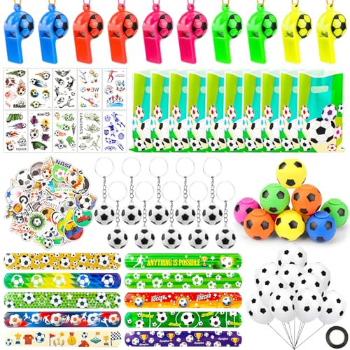 Bomtop 121 Stück Fußball Party Mitgebsel Kindergeburtstag Gastgeschenke Pinata Füllung Give Aways Kindergeburtstag Fussball Geschenke Jungen Mädchen für Geburtstag Kinder Fußball Motto Party Mitgebsel