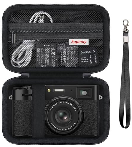 Supmay Hard Travel Case for Fujifilm X100VI / X100V / X100F/ X100S Digital Camera, Digital Camera Storage Case with Mesh Pocket for Batteries, SD Card, USB Cable, Black
