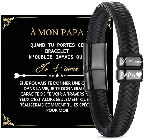 Merclix Bracelet Homme Cadeau Papa/Papy/Copain/Noel Anniversaire
