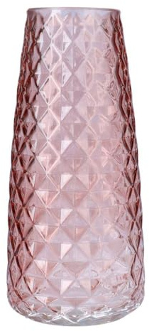 INNA-GLAS Blumenvase AMALFRIED mit Rautenmuster, Altrosa, 21cm, Ø10cm | Glasvase
