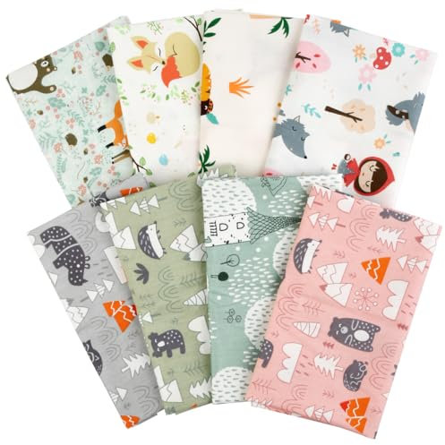 8 Stück Zum Nähen Baumwolle, Patchworkstoff, FOCCTS 50 x 40 cm Patchwork Stoffe Paket, Stoffe Zum Nähen Kinder für Craft Sewing Handmade DIY