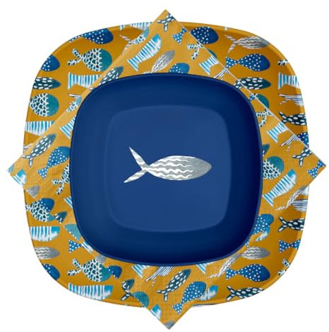 PartyBIO Set Oceano 110 Pezzi Stoviglie Biodegradabili Monouso per Feste – Piatti Carta, Bicchieri, Tovaglioli Compostabili per 20 Persone – Ecologiche, Usa e Getta, per Compleanni, Eventi, Picnic