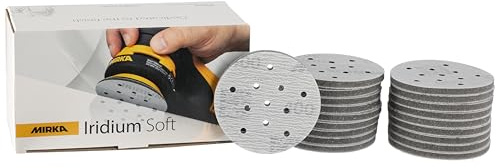 Mirka Schleifscheiben Iridium Soft Ø 77 mm Korn P400 Klett Multifit 20 Stk | Schaumbasiertes Schleifmittel für präzises Trockenschleifen Klarlackschliff Finish Karosseriereparatur