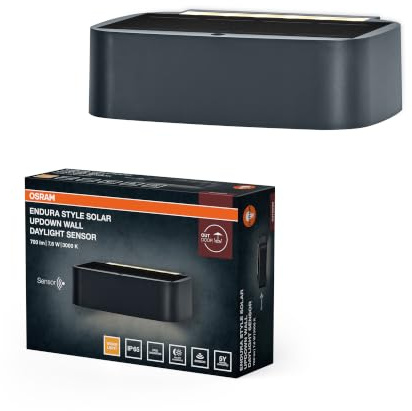 Osram Endura Style Solar LED Wandleuchte Updown, 7,6W, 3000K warmweiß, 520 lm, Tageslichtsensor, IP65