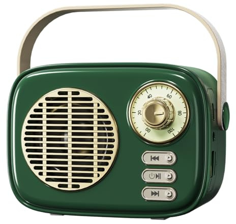 Retro Bluetooth Speaker,Vintage Decor for Kitchen Desk Bedroom Office Green | Gifts for women men teenage girls cute mini wireless portable old fashion style bluetooth5.0 Compact Clear Stereo Sound