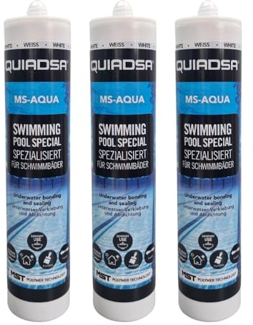 3x Hybrid Montagekleber AQUA weiß 290ml, für Schwimmbäder & Pools | MS-Dichtstoff | Dauerhaft elastisch, wasser- & chemikalienfest, UV-beständig für langlebige Poolabdichtung