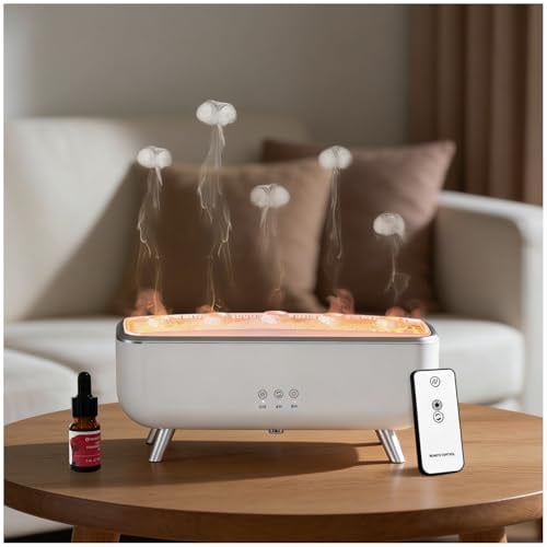 Jellyfish Aroma Diffuser, 300ml Raumduft Diffuser. 2 Sprühmodi Difusor de Aroma öl, mit Fernbedienung 7 Farben LED-Licht & Timing-Funktion Quallen Luftdiffusor, Wohnzimmer Schlafzimmer, Büro