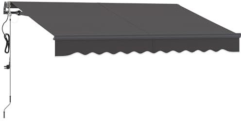 Tenda da sole a morsetto, grigio scuro, 300 cm, elettrica e manovella, UV30+, inclinazione 45-85°, telaio in alluminio, telecomando