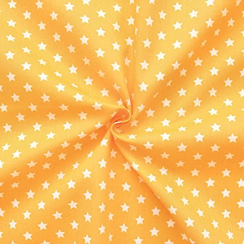 STOFFKONTOR 100% Baumwollstoff Sterne Mittel - Meterware, Gelb - zum Nähen von Blusen, Kinderkleidern, Homeaccessoires, uvm.