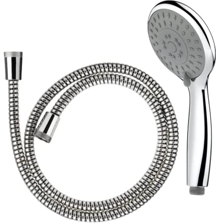 Croydex® Contour Maxi 1 Funcion Large Shower Head Handset and Shower Hose Pipe Set Chrome - Saving Water by up to 50%