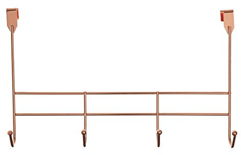 Premier Housewares 4 Hook Over Door Hanger, Iron Wire, Rose Gold, 10 x 40 x 25 cm