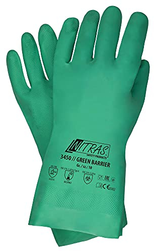 12 Paar Nitras 3450 Green Barrier - Chemikalienhandschuhe aus Nitril - Gr S