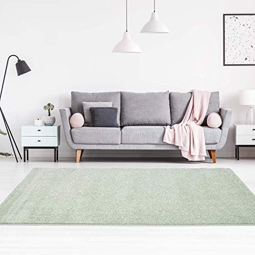 Teppich Einfarbig Grün - 140x200 cm - Moderne Flachflor Teppiche Wohnzimmer Jugendzimmer Kinderzimmer