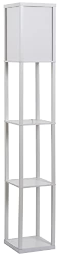 HOMCOM 3-Tier Floor Lamp, Floor Light with Storage Shelf, Reading Standing Lamp with Acrylic Shade for Living Room, Bedroom, Kitchen, Dining Room, Office, Dorm, 160cm, White