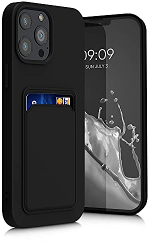 kwmobile Custodia Compatibile con Apple iPhone 13 Pro Max Cover - Back Case Cellulare con Slot Porta Carte - Morbida in Silicone TPU nero