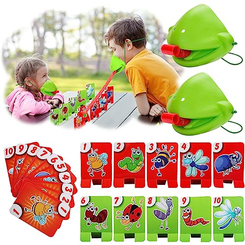 Tic Tac Tongue Spiel, FainFun Chamäleon Spielzeug Lustiges Desktop Interaktives Spielzeug, Frosch Catch Bugs Karten Spiel Chamäleon Familien Brettspiele Frosch Spiele