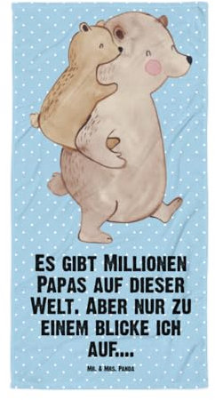 Mr. & Mrs. Panda XL Badehandtuch Papa Bär - Geschenk, Bruder, Danke Papa, Saunatuch, Vatertag, Strandtuch, Badetuch, Vater, Duschtuch, Mama,