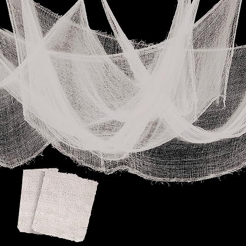 GIONAR 2 Stück Halloween Tuch,183 x 76CM Gruseliger Stoff für Halloween,Gruseliges Dekorationen,Gruseliges Tücher für Halloween Party Innen Außen Gruselhäuser Türen (weiß)