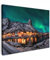 MuchoWow© Bild auf Leinwand 80x60 cm Schlafzimmer Bilder Wand Deko Wohnzimmer Modern Wanddeko Bilderwand Geschenk Landschaftsbilder - Natur - Nordlichter - Island - Dorf - Grün - Berge