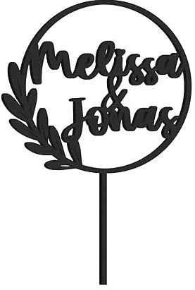 Cake Topper personalisiert mit Namen - Naturholz Dekoaccessoire Kuchen Torte, Material: Birke Multiplex (Birke Multiplex-schwarz)