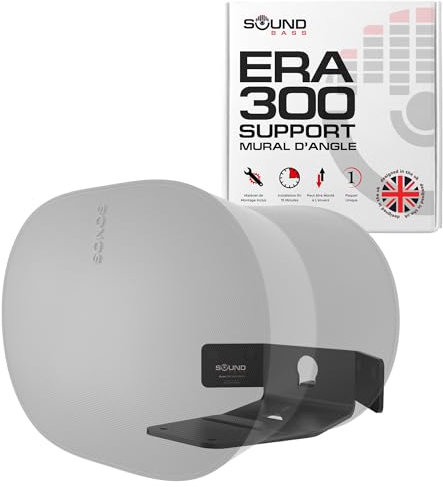 ERA300 Corner Wall Mount Bracket, Low Profile, Black, Single (1pc), Includes Mounting Hardware, Compatible with Sonos ERA 300 Speaker