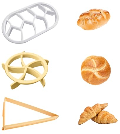Máquina para hacer pan de 3 piezas, molde para pan, molde de croissant, herramientas para hornear, cortador de pan, molde de plástico, cortador de croissants (redondo + ovalado + triangular)