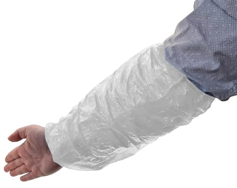 TIGA-MED PE ärmskydd | 40 x 20 cm | vattentätt och ventilerande | med elastiskt band | latexfri | blå eller vit | 100/500/1000/2000/4 000 stycken | skyddsärmar | armskydd | ärmskydd (100, vit)
