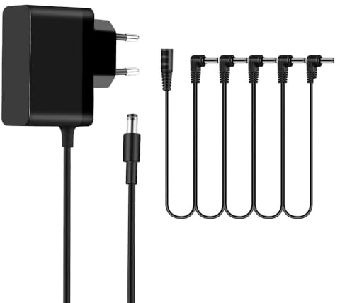 Bouge 9V Netzteil Kompatibel mit Boss Gitarreneffektpedalen Casio Keyboard Danelectro E-Gitarren-Mini-Verstärker, DC Netzteil für Behringer DigiTech Netzadapter mit 5-Wege Daisy Chain Kabel