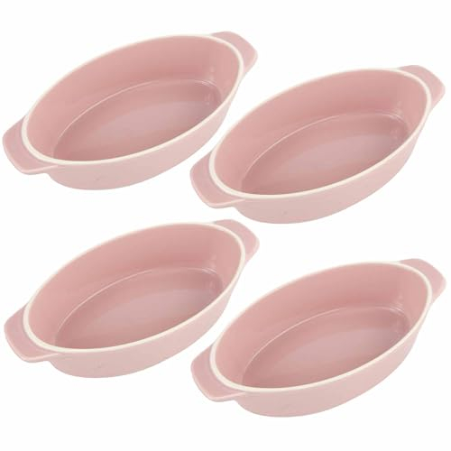 Oval Ceramic Baking Dish Set Of 4 with Handles Oven To Table Ideal for Lasagne/Pie/Casserole/Tapas (5x 12x 22cm/8.5inch) PERU