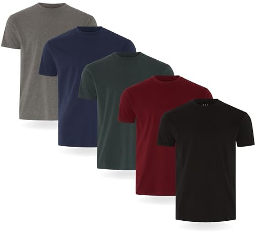 FM London Lot de 3/5 T-Shirts pour Hommes T-Shirt Homme, Noir, Bourgogne, Vert, Marine, Anthracite (5 Unités), M
