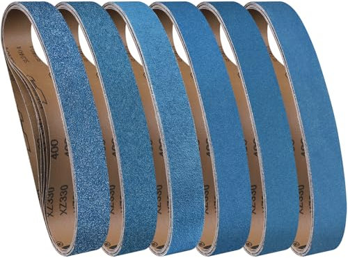 Shineboc Bandas de Lija 40 x 760 mm, Bandas Abrasiva de Corindón de Circonio Grano 40/60/ 80/120/240/400 para Lijadora de Banda para Metal, Madera -6 Piezas