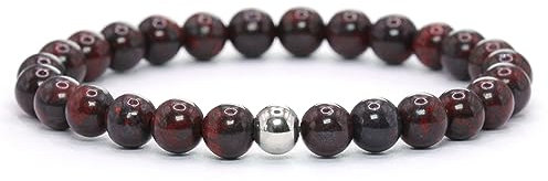 Echtes Chinesischer Blutstein Edelstein Armband mit 6mm Perlen - verschiedene Längen - Heilstein Schutzstein Talisman Glücksbringer Geschenk (Chin. Blutst., 14CM)
