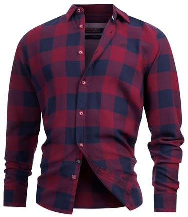 Indicode Herren INGilman Hemd kariert mit Kent-Kragen aus Baumwollmischung | Herrenhemd Männerhemd Tawny Port, S