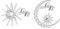 Hinvan Boucles D'oreilles en Argent Sterling 925 Boucles D'oreilles Soleil et Lune Asymétriques Clous d’Oreilles Argent 925 Boucles d'Oreilles Argent étoiles Boucles d Oreilles pour Femme Fille
