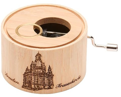 Spieluhr aus Bambus mit dem Abendsegen aus Hänsel und Gretel von E. Humperdinck, Motiv Dresden Frauenkirche, deluxe