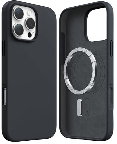 TORRAS Silicone for iPhone 16 Pro case, Real Liquid Silicone, Compatible with MagSafe, Cloudsoft Touch, 12 FT Military Cushion Protection - Cool Black