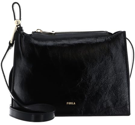 Furla Leder Umhängetasche Nuvola Crossbody Bag Nero schwarz