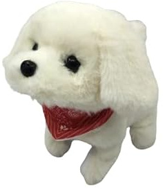 Walking Dog Toys for Kids Plush Robot Realistic Electronic Pet Puppy, Walk and Bark, Interactive Toy Dog for 3 4 5 6 7+ Years Old Gift for Birthdays and Christmas (White Dog)