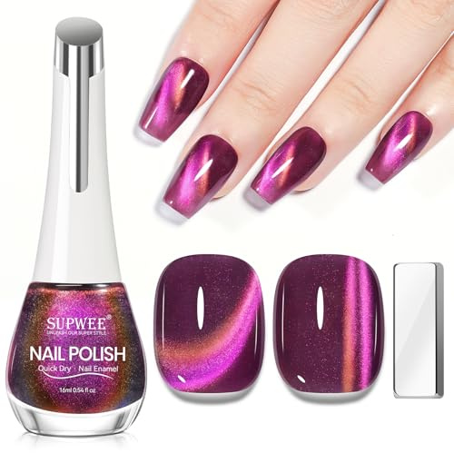 SUPWEE Cat Eye Nail Polish Non Gel, 16ml Quick Dry Magnetic Nail Polish