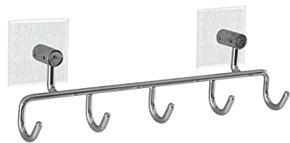 Premier Housewares Stainless Steel Bathtime Design Wall Hanger/Rack Holder for Clothes, Hats Robes Towel w33 x d12 x h8cm.