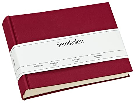 Semikolon 350980 Album Classic Small - 21,5 x 16 cm - 80 Seiten cremefarben, für 10 x 15 Fotos - burgundy dunkel-rot