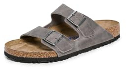 Birkenstock Unisex Soft Footbed Arizona SFB Vlvt Gray Sd, Iron Oiled Leather, 5 UK