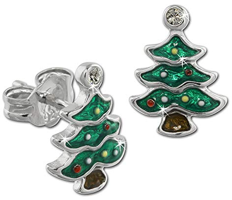 Teenie-Weenie Ohrringe Kinder Silber Ohrstecker Weihnachtsbaum grün SDO613G Silber Ohrstecker
