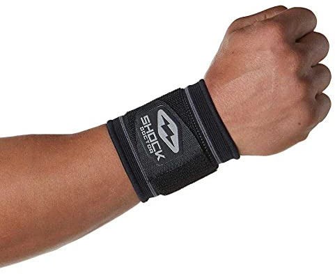 Shock Doctor Compression Knit Wrist Sleeve with Strap, Small, Black/Grey