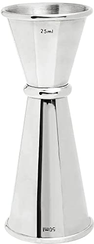 BarBits Messbecher aus Edelstahl, 25 ml und 50 ml, doppelseitig, zum Mixen von Spirituosen
