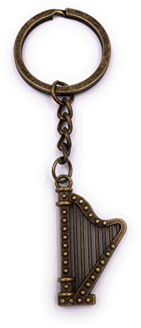 H-Customs Harfe Musik Instrument Schlüsselanhänger Anhänger Bronze aus Metall