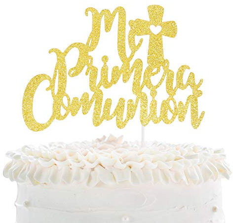 Mi Primera Cpmunion Tortenaufsatz – religiöser Gott segne mich Kreuz Tortenaufsatz – Erstkommunion Dekorationen – Mi Bautizo Taufe Feliz Taufe Party Dekoration