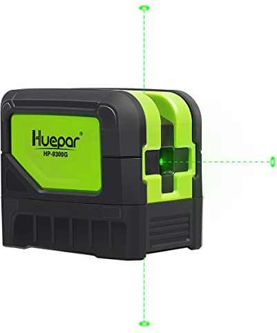 Huepar Punktlaser Selbstnivellierend Grüner Strahl 3-Punkt-Laser mit Lotpunkten zum Löten und Positionieren, 60m Arbeitsbereich, inkl. Bodenständer, Magnetische Halterung und Transporttasche - 9300G